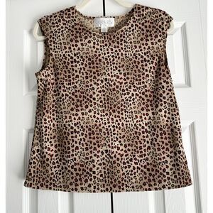 Casual Corner Annex Tank Top Size M Animal Print Tan Black Red Print
